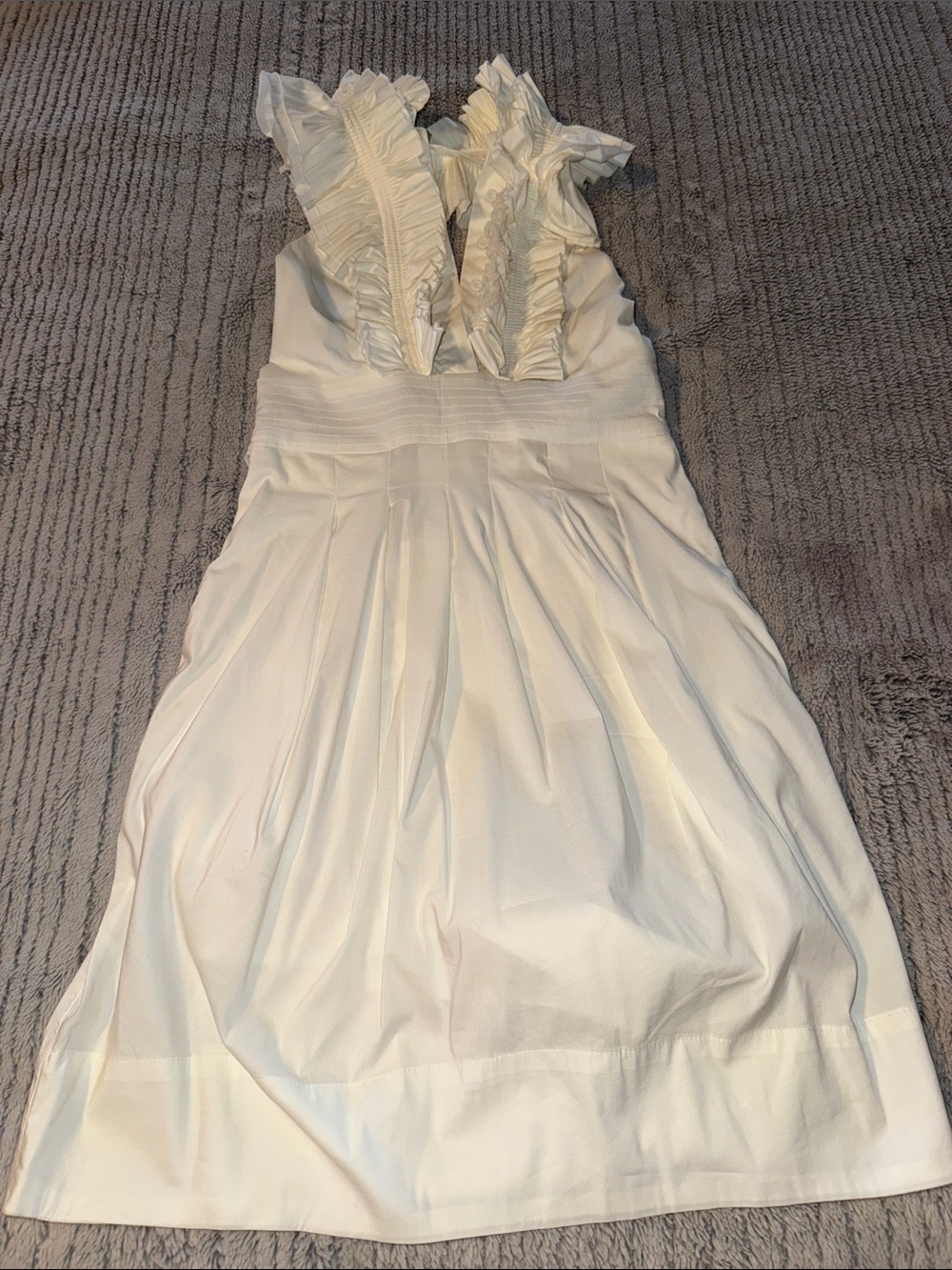 BCBGMaxAzria Ivory Ruffled Neckline Womens' Formal Dress